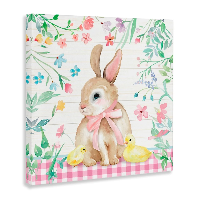 Stupell Industries Easter Bunny & Chicks Canvas Wall Art
