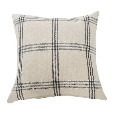 Hello Honey® 20'' Square Gray Plaid Cotton Pillow Cover