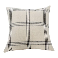 Hello Honey® 20'' Square Gray Plaid Cotton Pillow Cover