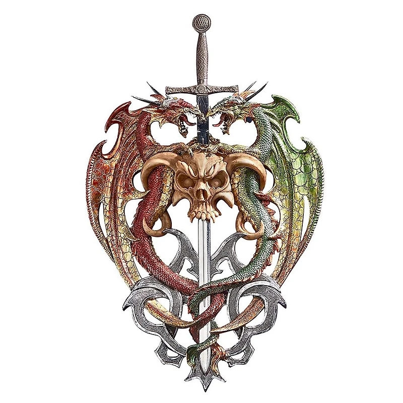 Design Toscano 17.5" Hell-Bent Dragon Protectors of the Sword Wall Sculpture