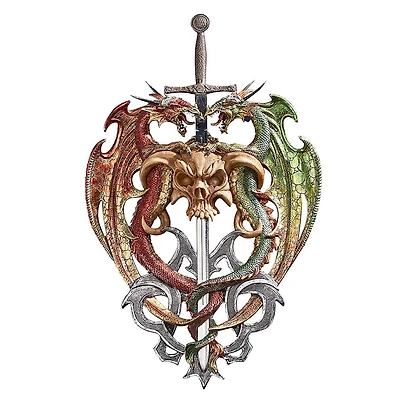 Design Toscano 17.5" Hell-Bent Dragon Protectors of the Sword Wall Sculpture