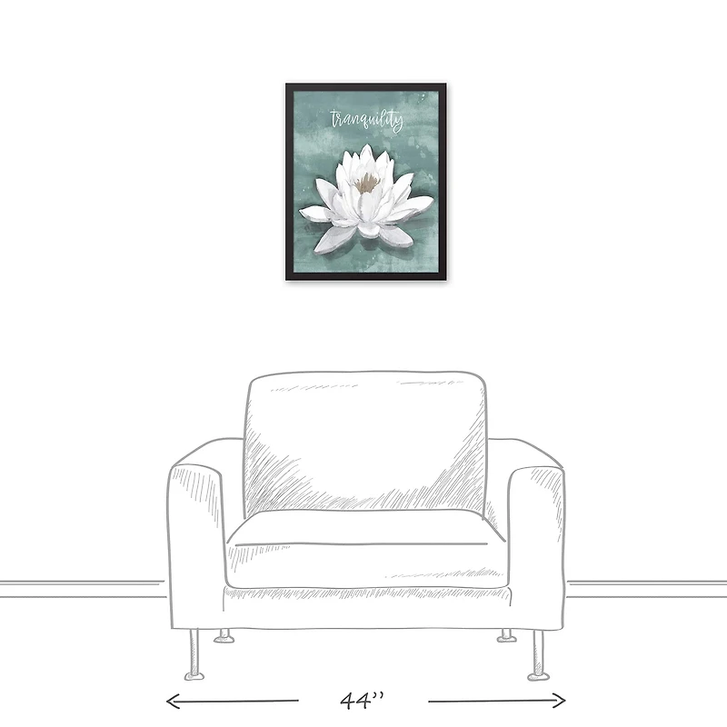Teal & White Tranquility Flower Black Framed Canvas