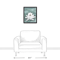 Teal & White Tranquility Flower Black Framed Canvas