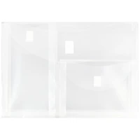 JAM Paper 9.75" x 13" Clear 3-Pocket Plastic Hook & Loop Closure Envelopes, 12ct.