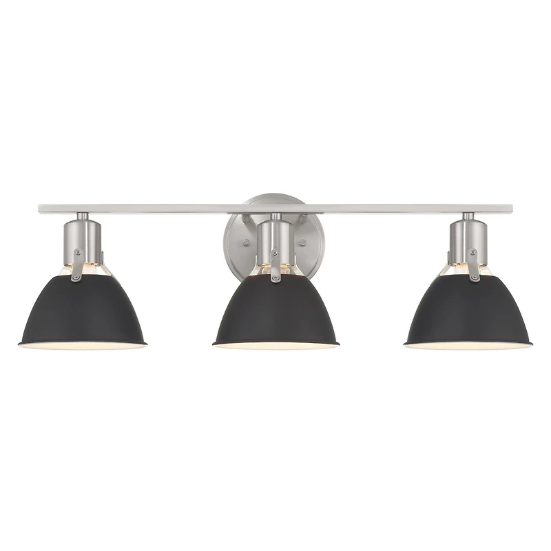 Hello Honey® 24" Cooper Black & Nickel Metal 3-Light Vanity Light with Etched Glass Shades