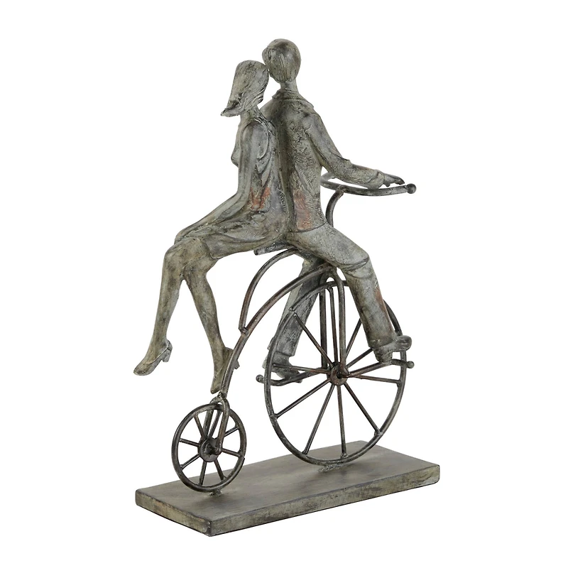 13" Gray Polystone Traditional Bicycle Sculpture