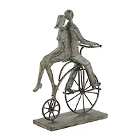 13" Gray Polystone Traditional Bicycle Sculpture