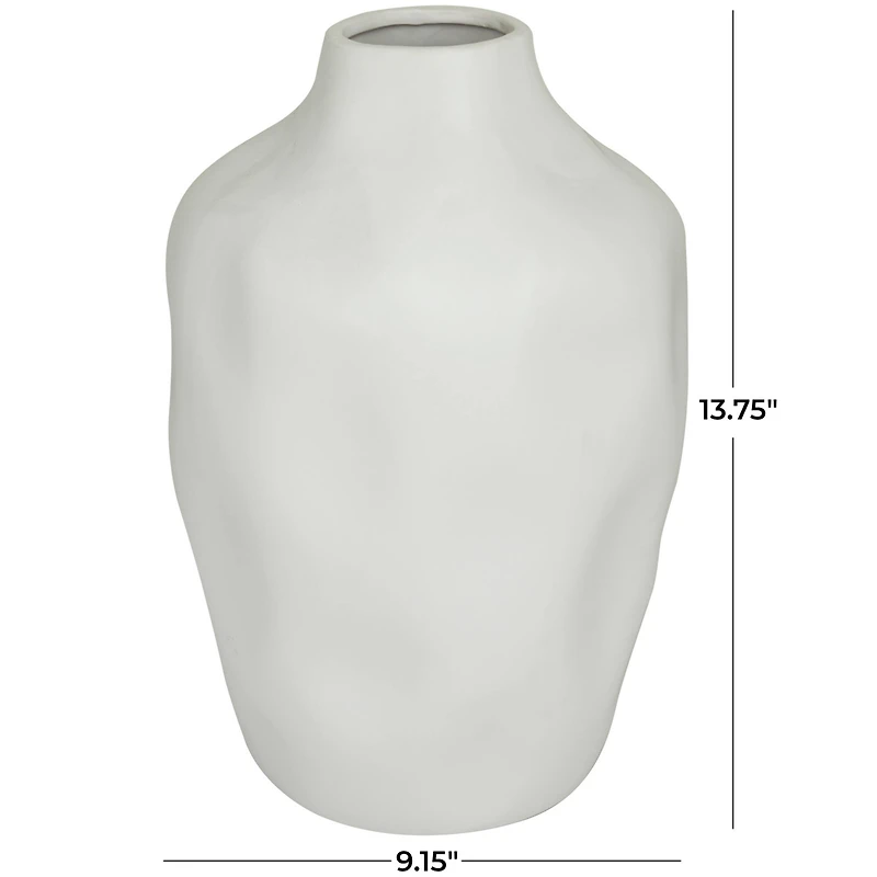 CosmoLiving by Cosmopolitan White Ceramic Faceted Vase 9" x 9" x 14"