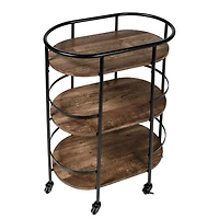 Honey Can Do 3-Tier Black & Rustic Brown Rolling Bar & Serving Cart