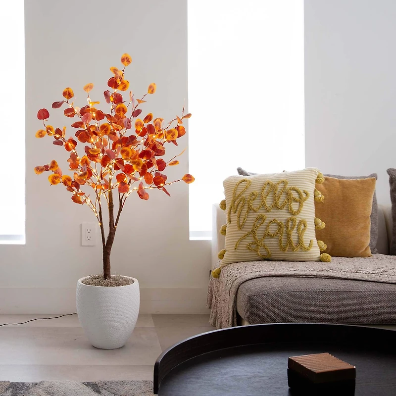 4ft. Pre-Lit LED Autumn Eucalyptus Artificial Fall Tree