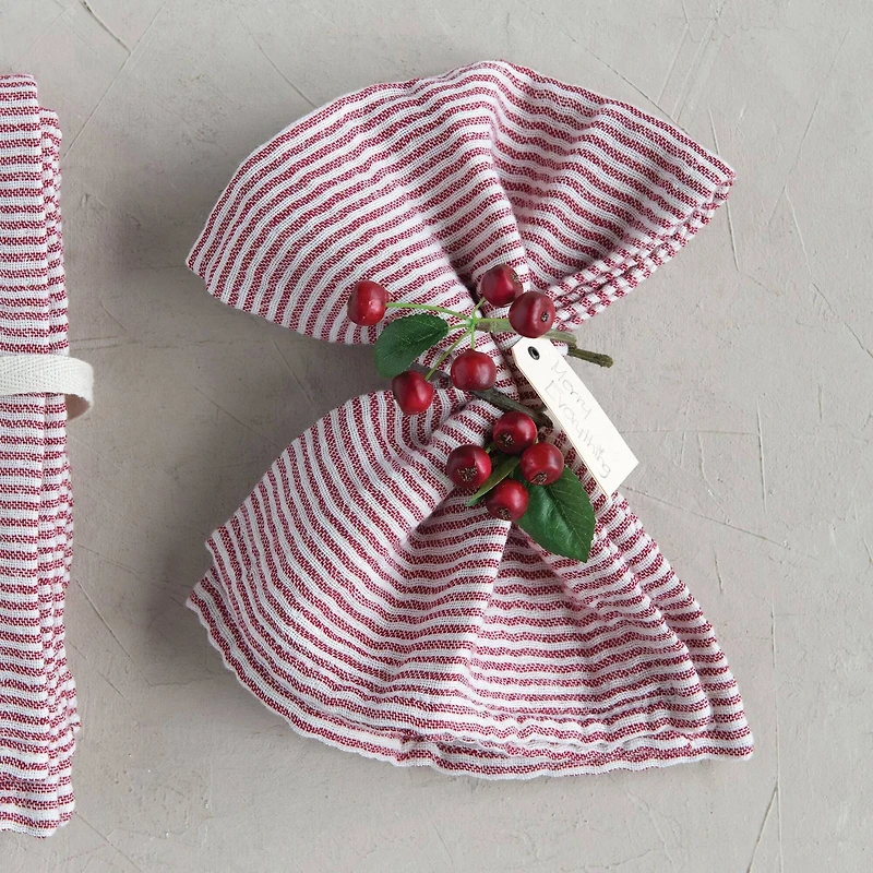 Hello Honey® Red & Cream Striped Cotton Napkins