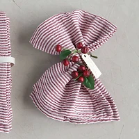  Hello Honey® Red & Cream Striped Cotton Napkins