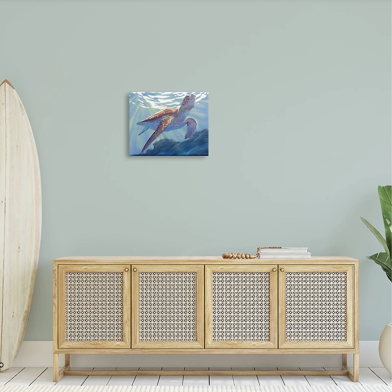 Stupell Industries Deep Ocean Sea Turtle Canvas Wall Art
