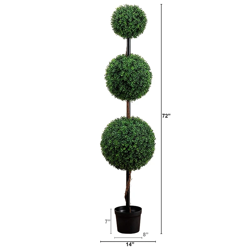 6ft. Potted Artificial Triple Ball Boxwood Topiary Tree
