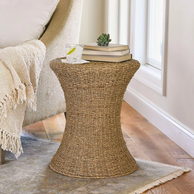 Household Essentials 21" Woven Seagrass Hourglass End Table