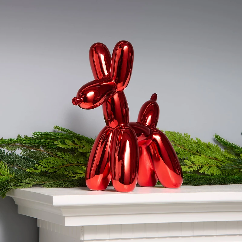 11" Electroplated Red Balloon Dog Figurine