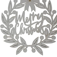 8" White "Merry Christmas" Wreath Cutout Hanging Ornament
