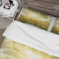 Designart 'Wild Poppies on Cloudy Background' Rustic Bedding Set