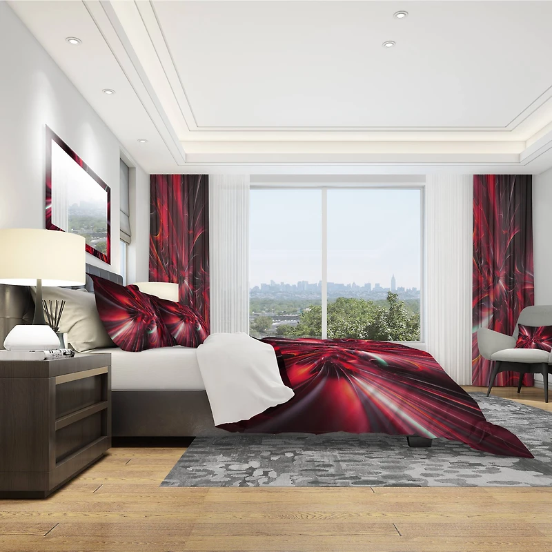 Designart 'Red Implosion' Modern & Contemporary Bedding Set