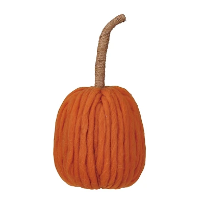 Hello Honey® 14" Orange Wool Pumpkin with Jute Wrapped Stem