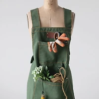 Hello Honey® Green Cross Back Apron with Pockets & Rivets