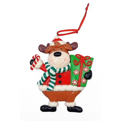Wizardi 5" Christmas Glossy Gingerbread Reindeer Ornament