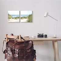 Stupell Industries Calm Coastal Beach Fence Nautical Landscape,12" x 12"