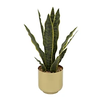 The Novogratz 20" Green Snake Faux Foliage Artificial Plant with Gold Porcelain Pot