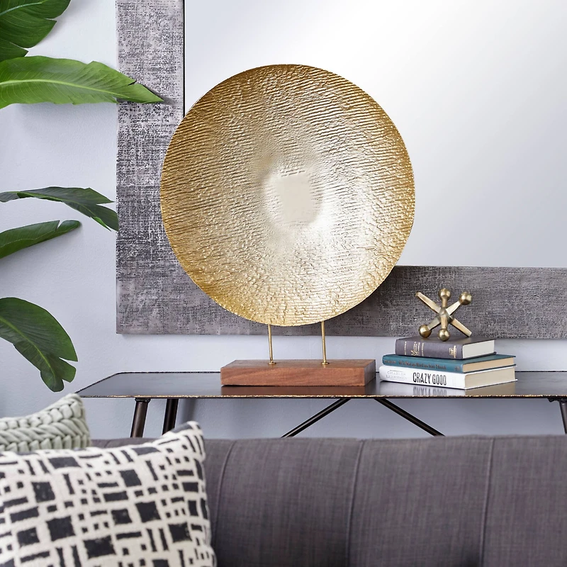 27" Gold Metal Contemporary Geometric Sculpture