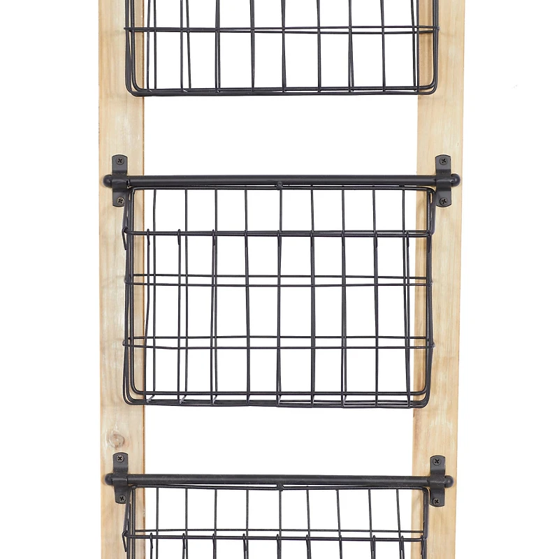 34" Black Metal Farmhouse Magazine Rack