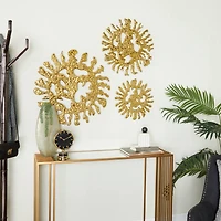 Set of 3 Gold Aluminum Modern Wall Decor, 25" x 25" x 3"