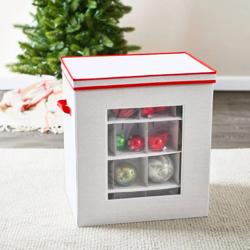 Household Essentials Red & White Ornament Storage Box