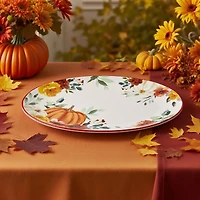 14" Pumpkin & Fall Florals Oval Platter by Ashland®