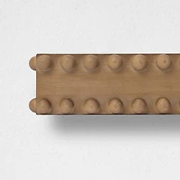 Natural Large Rustic Beaded Wood Floating Wall Shelf