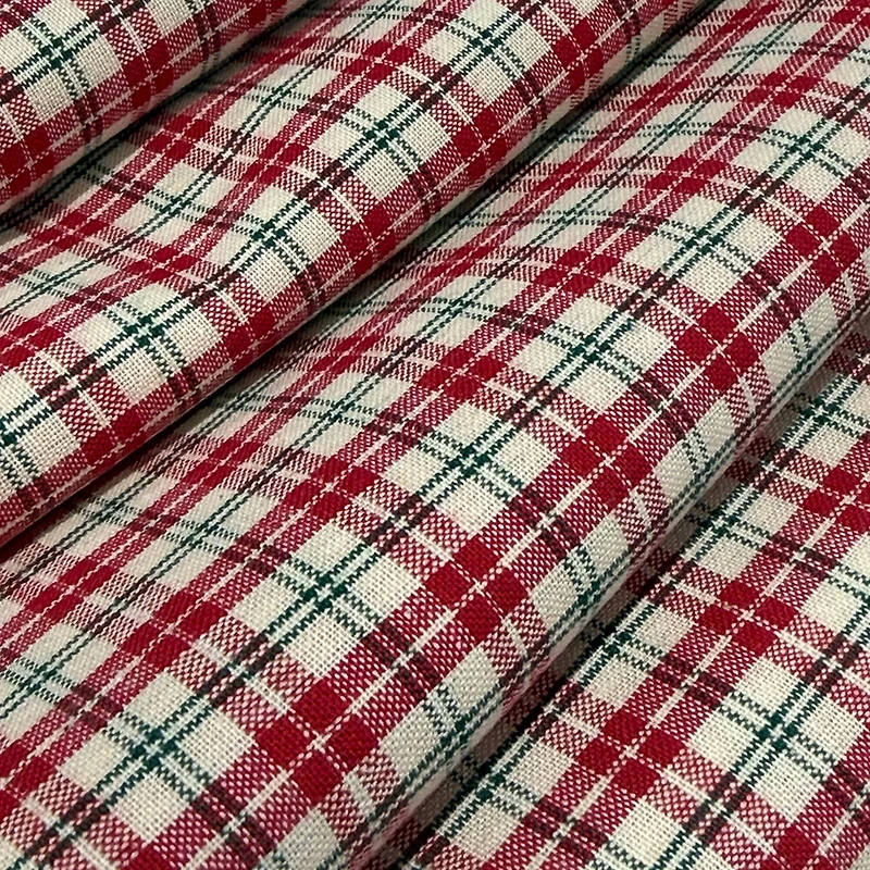 Feldman Green & Red Small Homespun Plaid Cotton Fabric