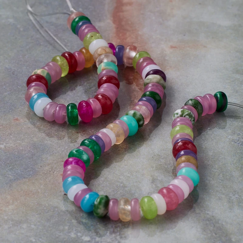 Mixed Stone Rondelle Beads by Bead Landing™