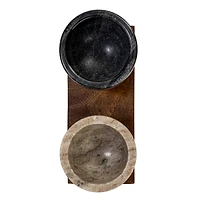 Hello Honey® 7" Mango Wood Tray with Marble Bowls