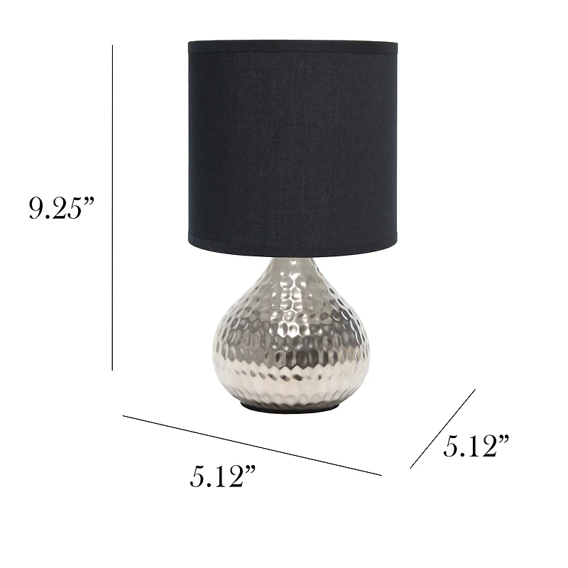 Simple Designs Hammered Silver Table Lamp