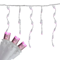 Brite Star 70ct. Pink LED Wide Angle Icicle Lights with White Wire