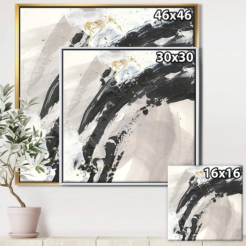 Designart - Glam Painted Arcs IV - Transitional Framed Canvas