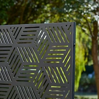 Glitzhome® 6ft. Black Galvanized Steel Geometric Room Divider