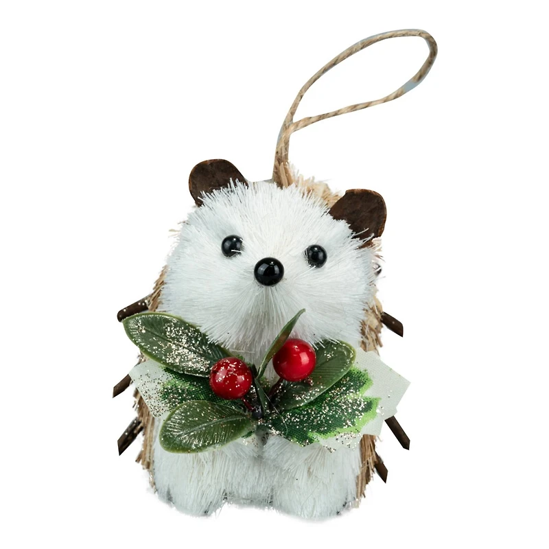 2.75" Natural Hedgehog with Holly Ornament by Ashland®