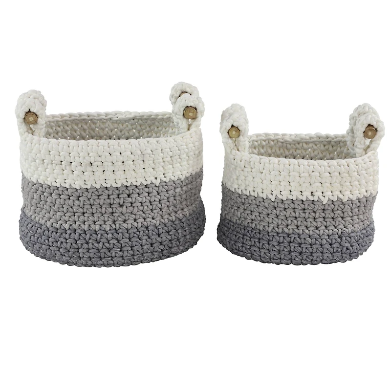 Gray Polyester Country Storage Basket Set