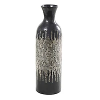 27" Black Capiz Shell Handmade Vase with Gray Ombre Design