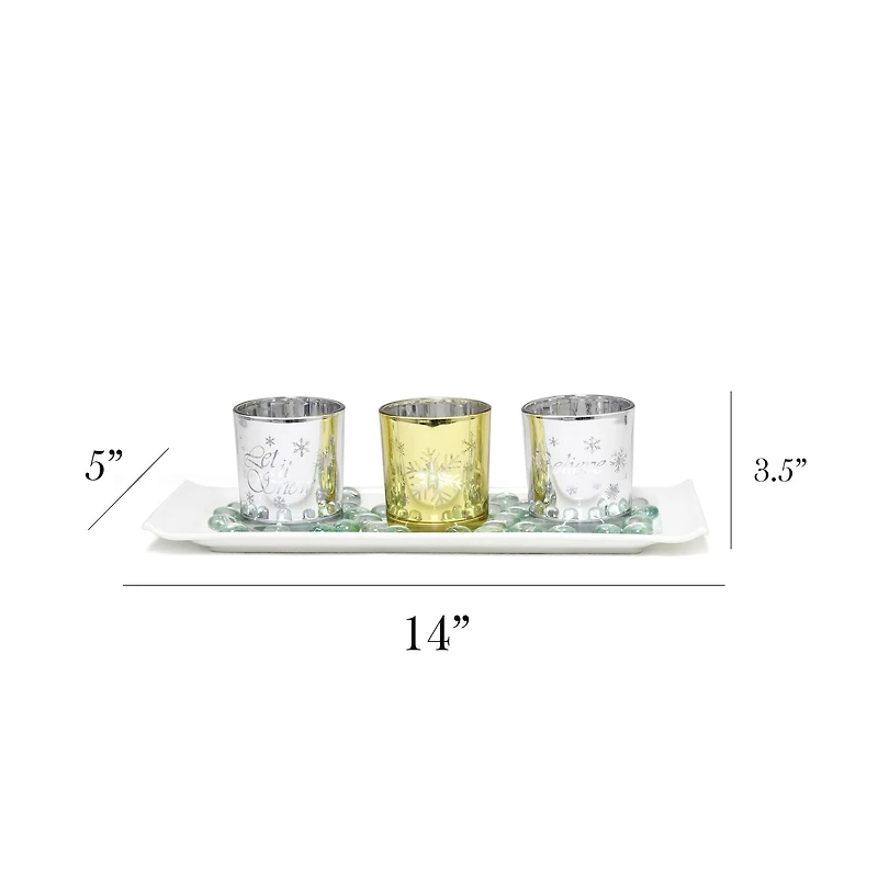 Elegant Designs™ Silver and Gold Winter Wonderland Candle Set