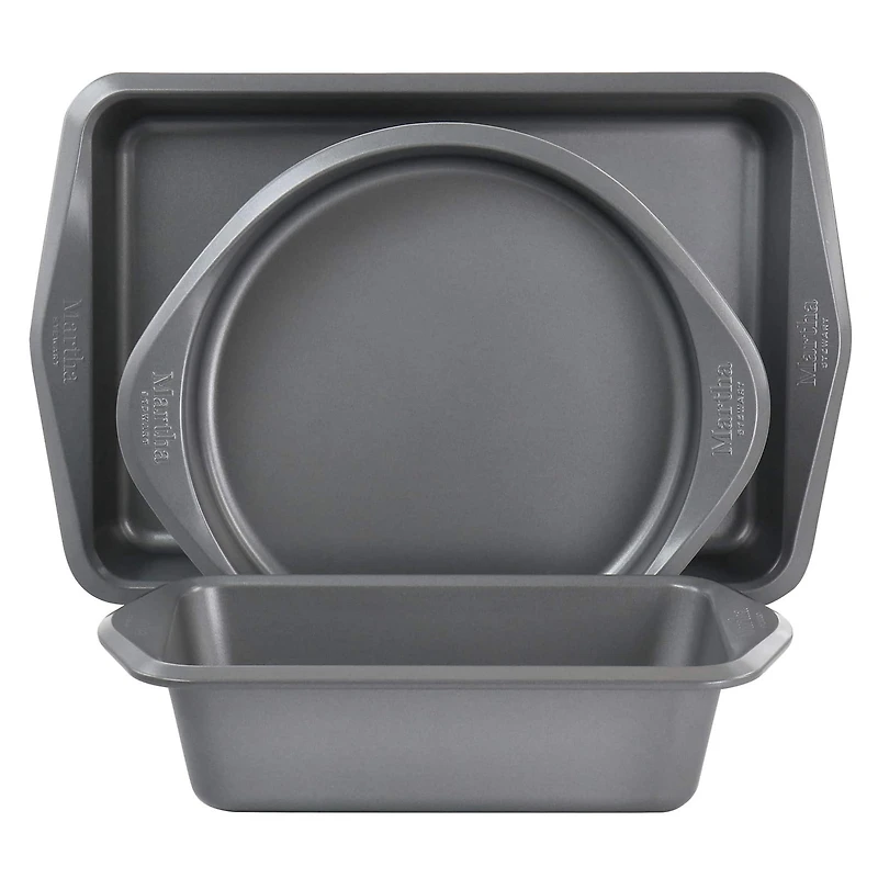 Martha Stewart 3 Piece Assorted Nonstick Steel Bakeware Set