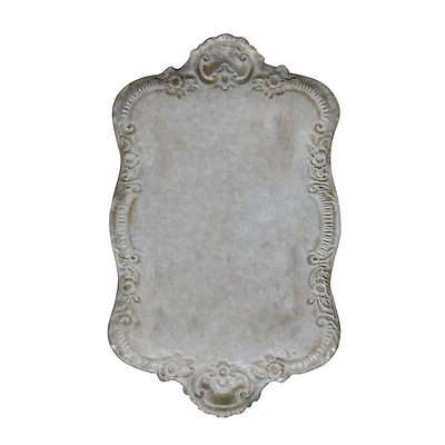 Hello Honey® 18" Decorative Distressed Gray Metal Tray