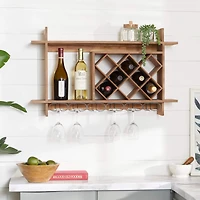 34" Brown Wood Farmhouse Wine Rack