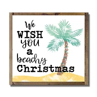 9.5" We Wish You a Beachy Christmas Brown Framed Wall Plaque