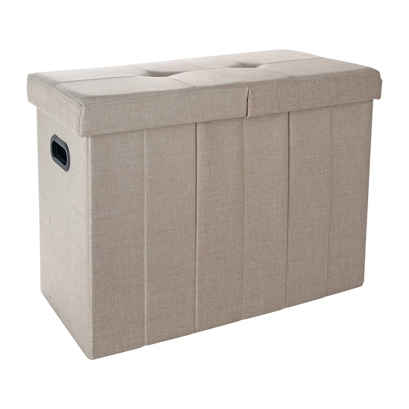 Simplify Natural Collapsible Flip Top Hamper Ottoman